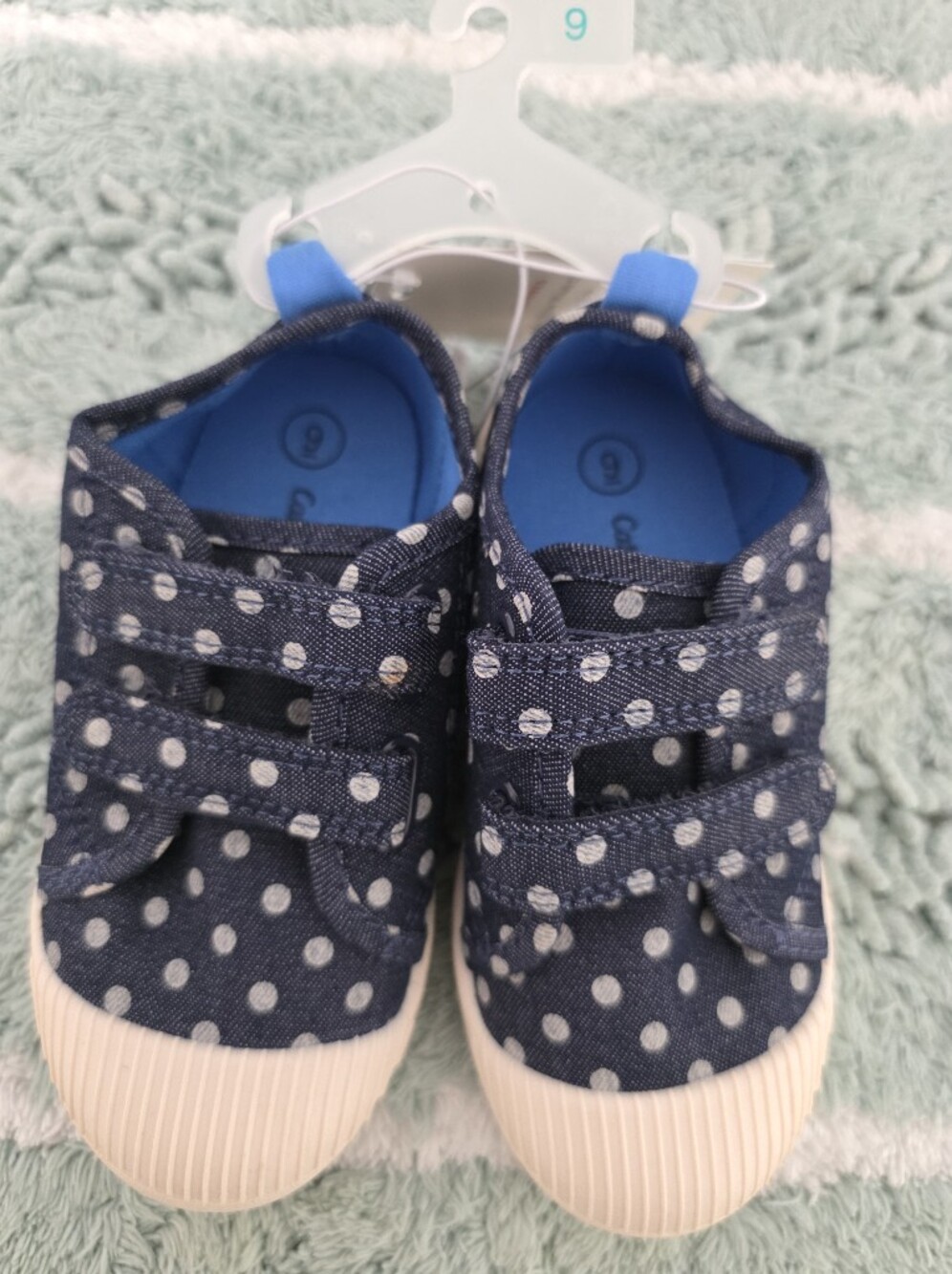 Cat & Jack Navy Blue Polka Dot Velcro Sneakers